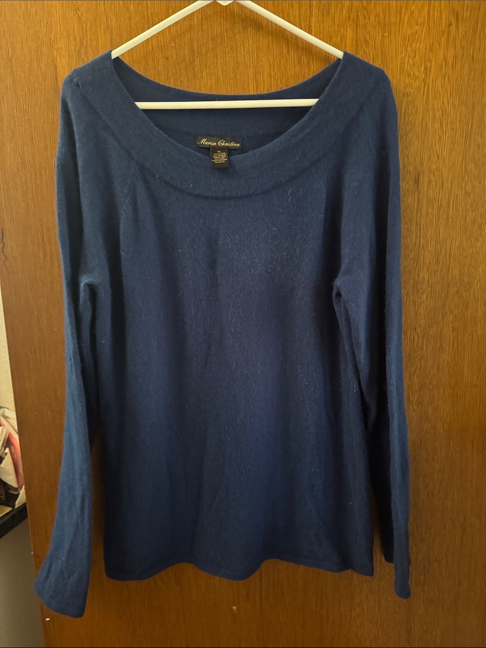 Marisa Christina Navy Scoop Neck Long Sleeve Sweater